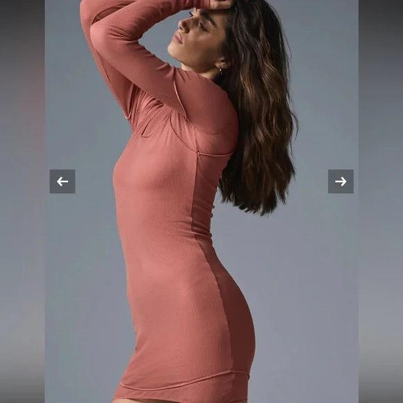 ALO Yoga Pink Mesh Bodycon Dress - Picture 3 of 6